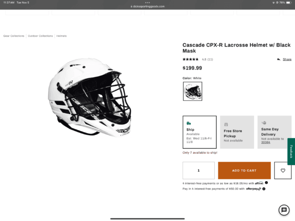 Cascade CPX-R Lacrosse Helmet - Image 6